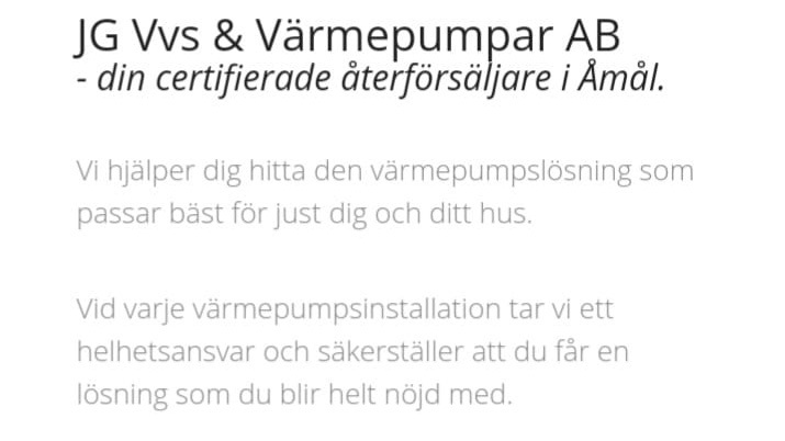 JG VVS & Värmepumpar AB VVS, Åmål - 1