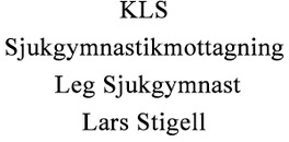 KLS Sjukgymnastikmottagning, Leg Sjukgymnast Lars Stigell logo